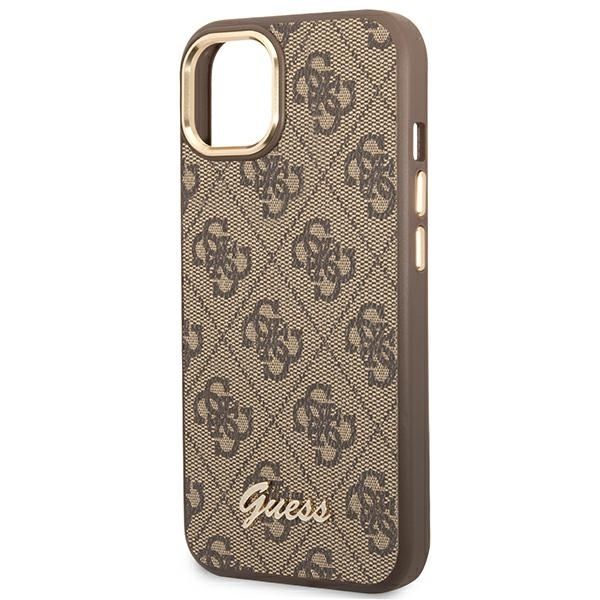 GUESS case for IPHONE 13 / 14 / 15 GUHCP14SHG4SHW (4G Vintage Gold Logo) brown