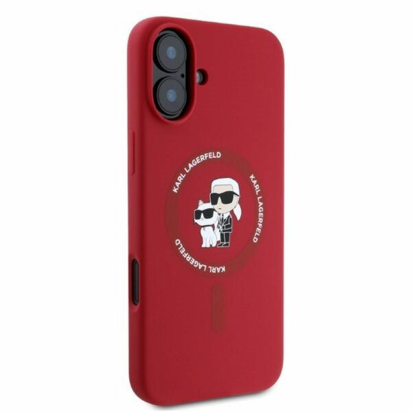 KARL LAGERFELD case for IPHONE 16 compatible with MagSafe KLHMP16SSCMKCRHR (Silicone KC Body Ring) red