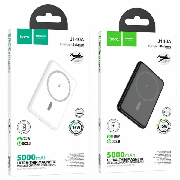 HOCO powerbank 5000 mAh ultra-thin compatible with MagSafe PD QC 2A 20W J140A black