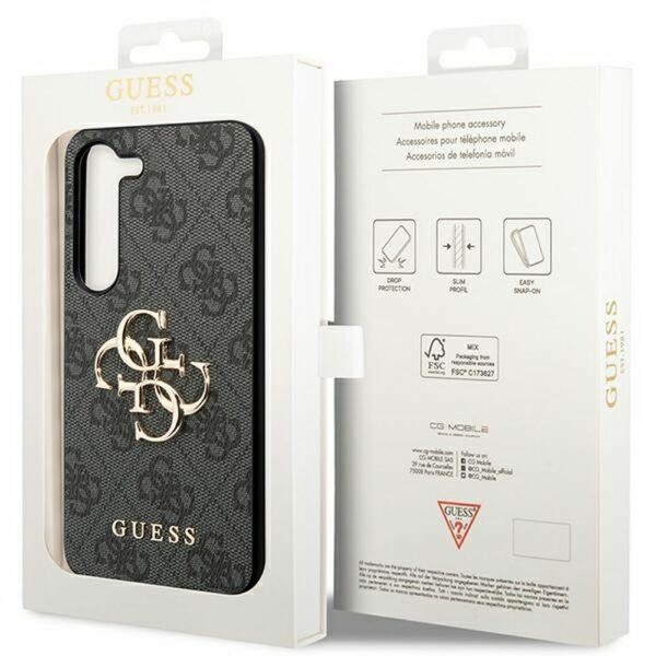 GUESS case for SAMSUNG S23 FE GUHCS23FE4GMGGR (Big Metal Logo) grey