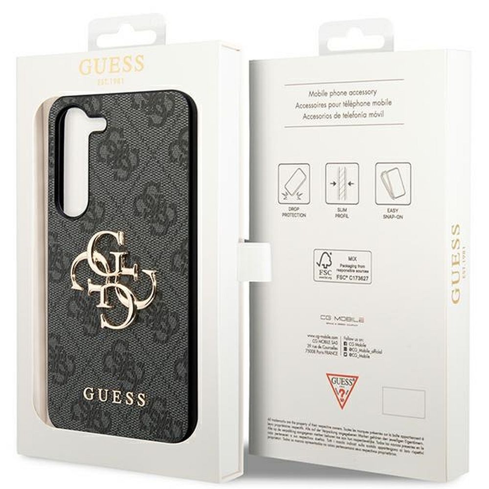 GUESS case for SAMSUNG S23 FE GUHCS23FE4GMGGR (Big Metal Logo) grey