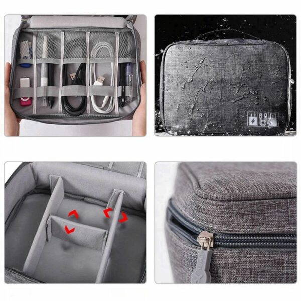 Travel organizer with compartments and handle R-K-1080 gray