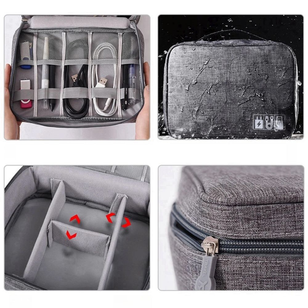Travel organizer with compartments and handle R-K-1080 gray