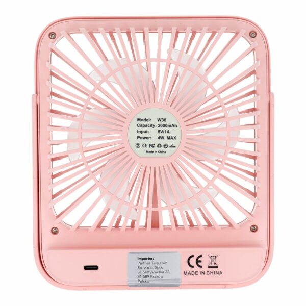 Desk fan with adjustable stand W30 pink