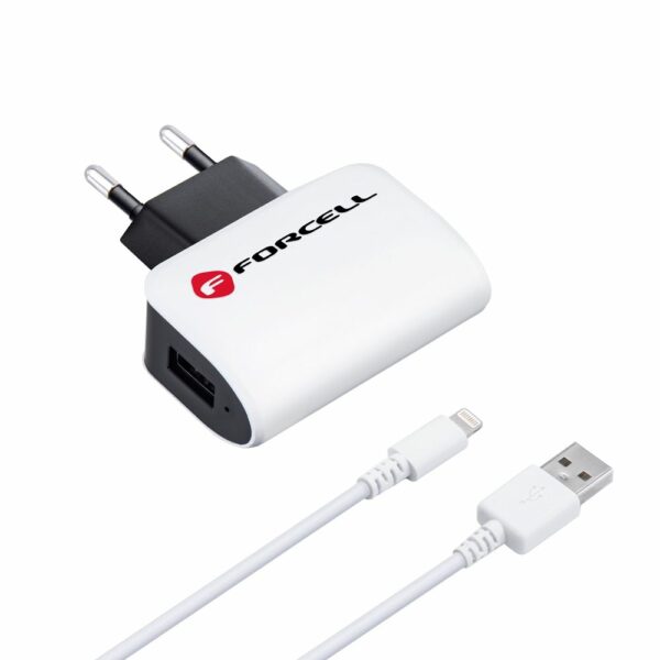FORCELL F-ENERGY U19 travel charger USB A + cable USB A to Lightning 1A 5W white black