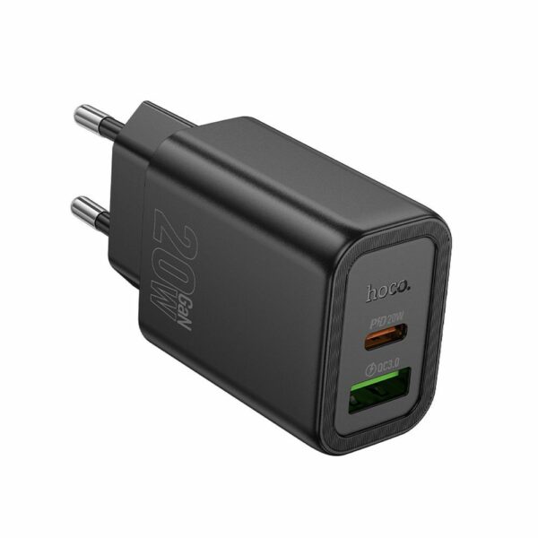 HOCO wall charger USB A + Type C PD QC3.0 3A 20W N61 black