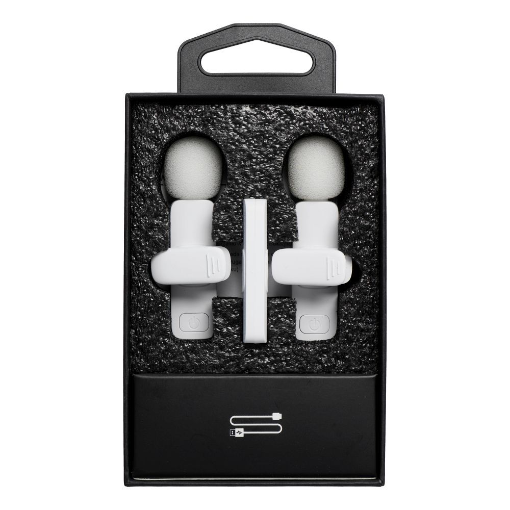 Wireless lavalier microphone Lightning double (2 in set) K1 white