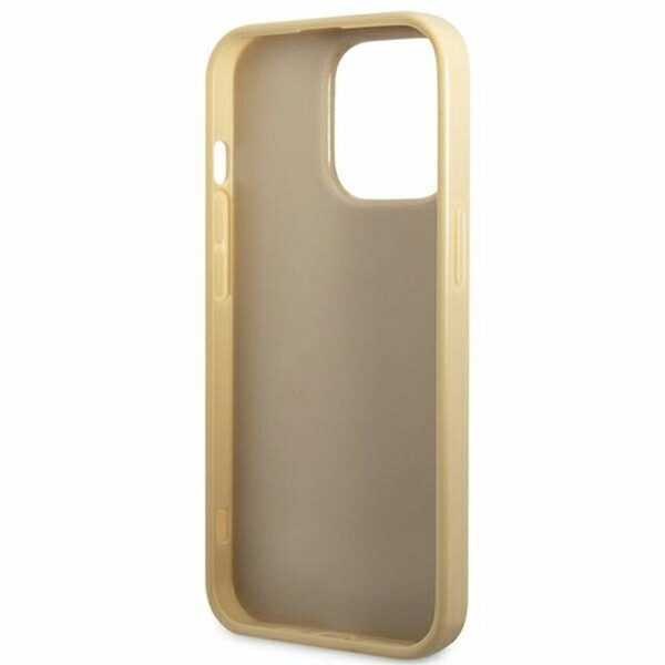 GUESS case for IPHONE 14 Pro GUHCP14LHGGSHD (Glitter Flakes Script Metal Logo) gold