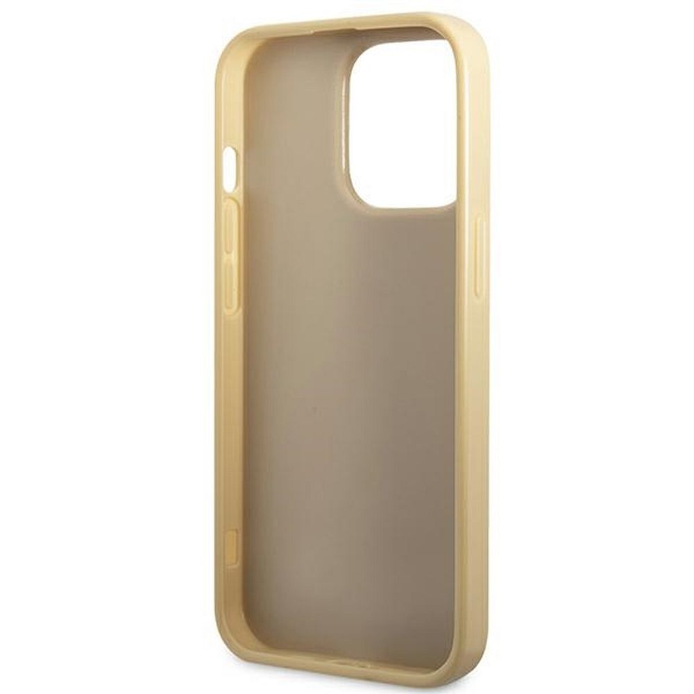 GUESS case for IPHONE 14 Pro GUHCP14LHGGSHD (Glitter Flakes Script Metal Logo) gold