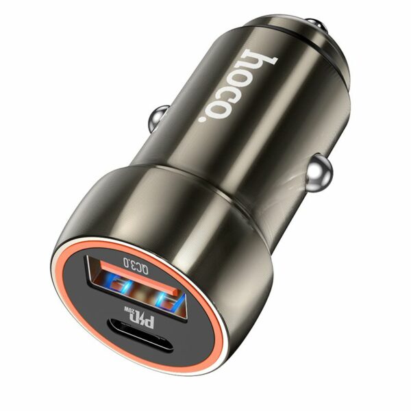 HOCO car charger USB A + Type C PD QC3.0 3A 20W Z46A metal gray