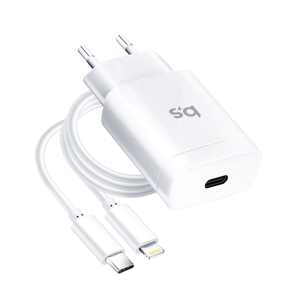 dfafa6fbc6e242d3c580466a04c9b3b9 BLUE STAR travel charger Type C + cable Type C to Lightning PD QC4.0 3A 18W TFK-TC-1099C white