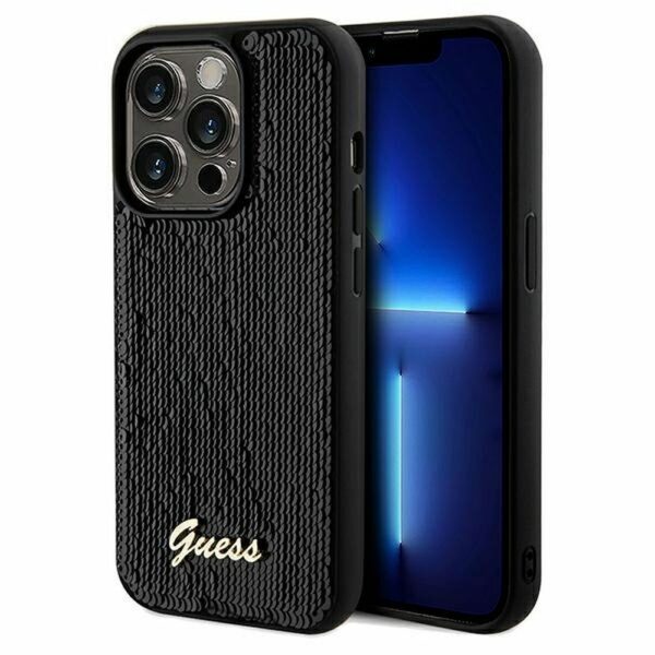 GUESS case for IPHONE 14 Pro GUHCP14LPSFDGSK (Sequin Script Metal) black