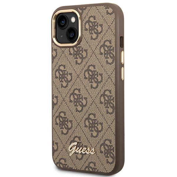 GUESS case for IPHONE 13 / 14 / 15 GUHCP14SHG4SHW (4G Vintage Gold Logo) brown