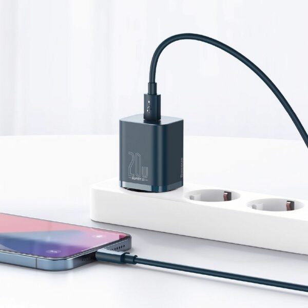 BASEUS wall charger Type C + cable Type C to Lightning PD QC3.0 3A 20W TZCCSUP-B03 blue