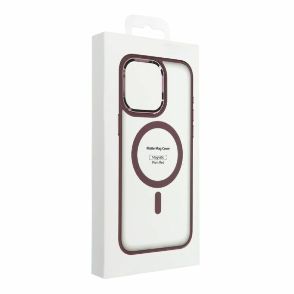 MATTE MAG COVER case compatible with MagSafe for IPHONE 16 plum red