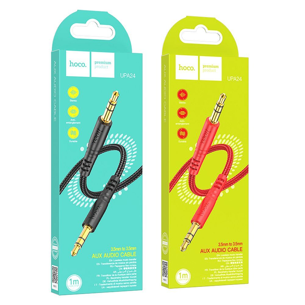 HOCO kabel AUX Jack 3,5 mm (male) to Jack 3,5 mm (male) UPA24 1 m black