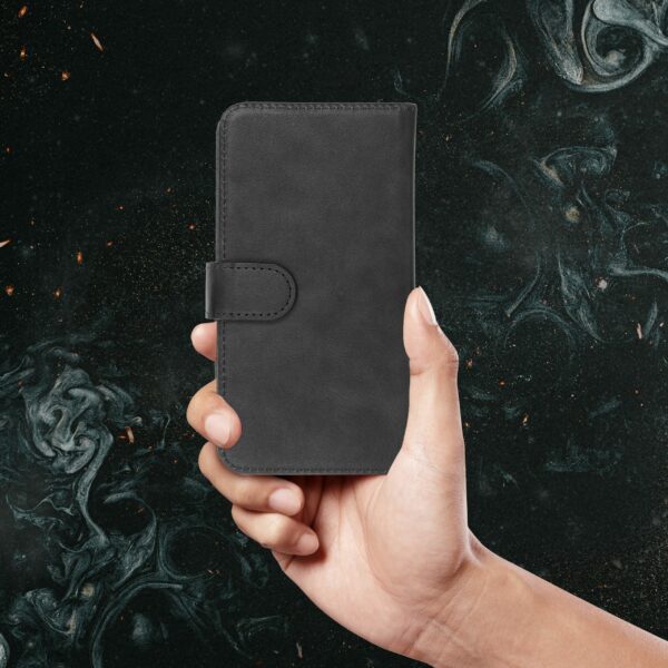 Universal book case COMMON size M for SAMSUNG S21 / NOTE / NOTE 2 / NOTE 3 / S10 / HUAWEI P30 Lite / P9 / P9 Lite / SONY XPERIA Z3 / Z4 / Z5 black