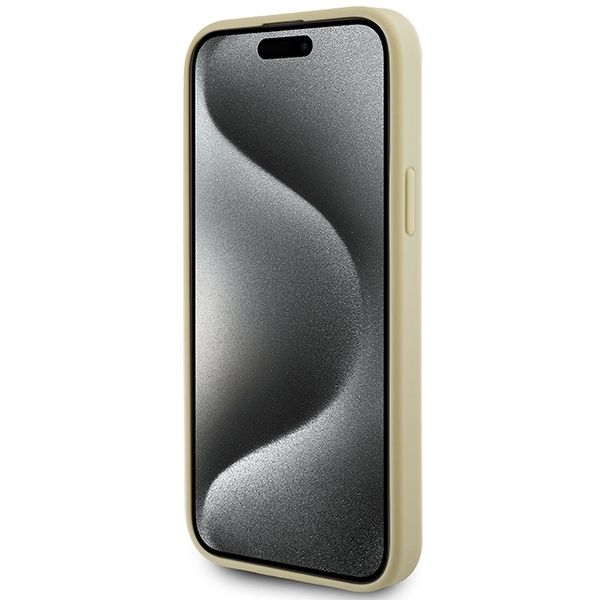 GUESS case for IPHONE 13 / 14 / 15 GUHCP15SPS4DGPD (Leather 4G Metal Logo Strass) gold
