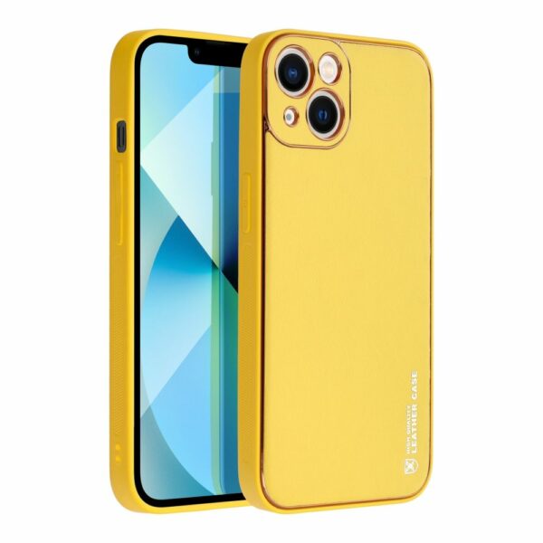 LEATHER case for IPHONE 14 Plus yellow