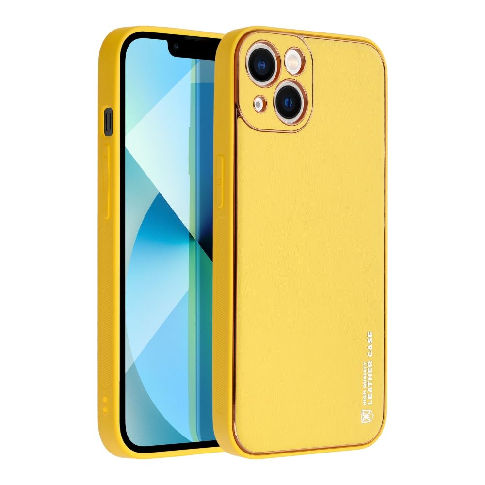 LEATHER case for IPHONE 14 Plus yellow