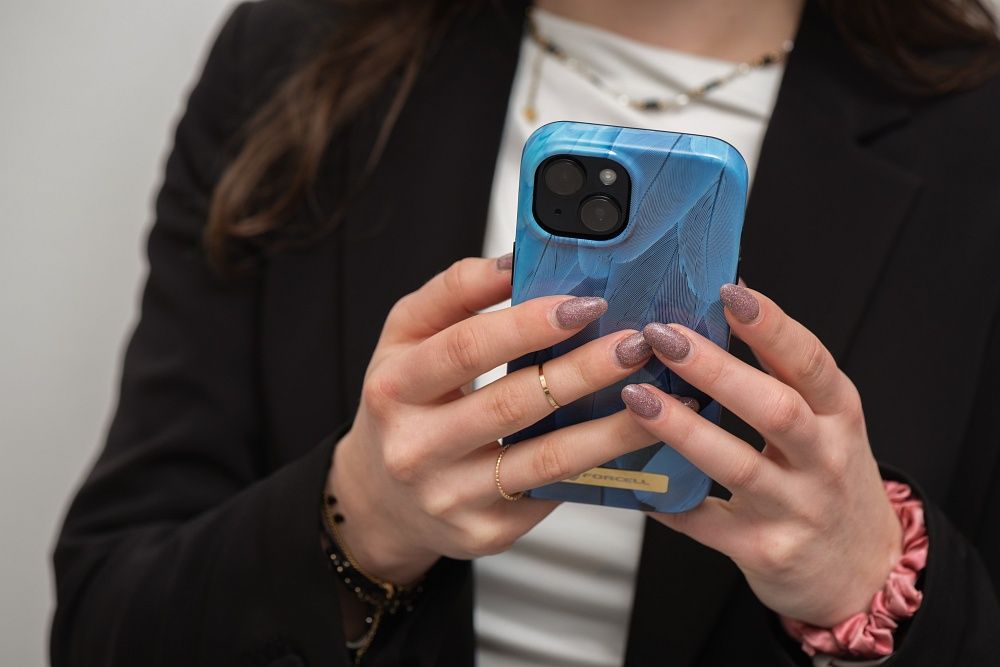 FORCELL F-PROTECT Mirage case compatible with MagSafe for IPHONE 15 Plus blue bird