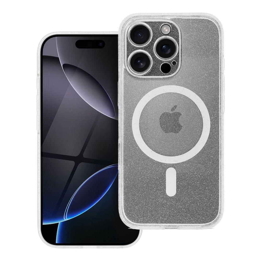 CLEAR MAG COVER case with camera protection compatible with MagSafe for IPHONE 16 Pro Max transparent glitter