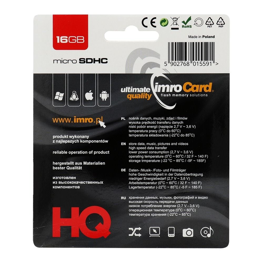 ea2bd24864c092e051596f98c35bf324 IMRO memory card microSD 16GB