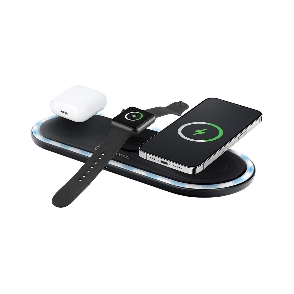 FORCELL F-ENERGY Ellipse wireless charger 3in1 compatible with Apple Qi QC 15W black
