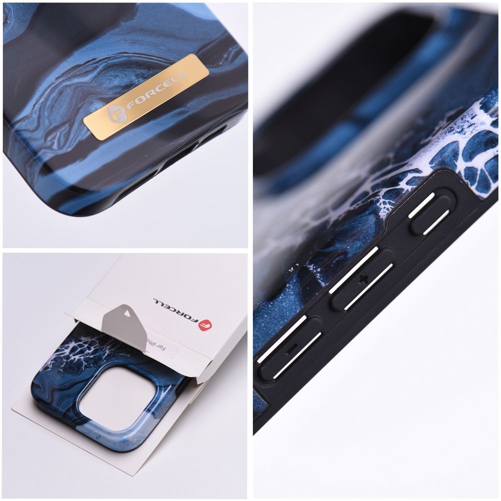 FORCELL F-PROTECT Mirage case compatible with MagSafe for IPHONE 15 Plus ocean marble