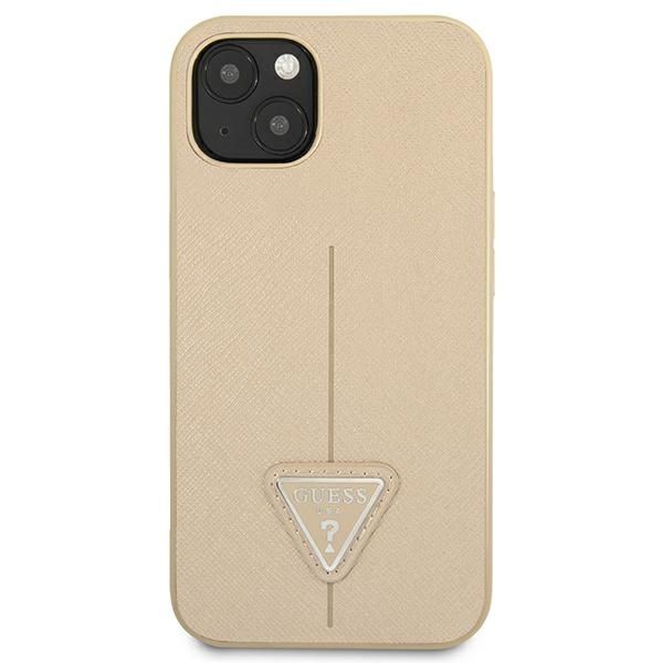 GUESS case for IPHONE 13 / 14 / 15 GUHCP14SPSATLE (SaffianoTriangle Logo) beige