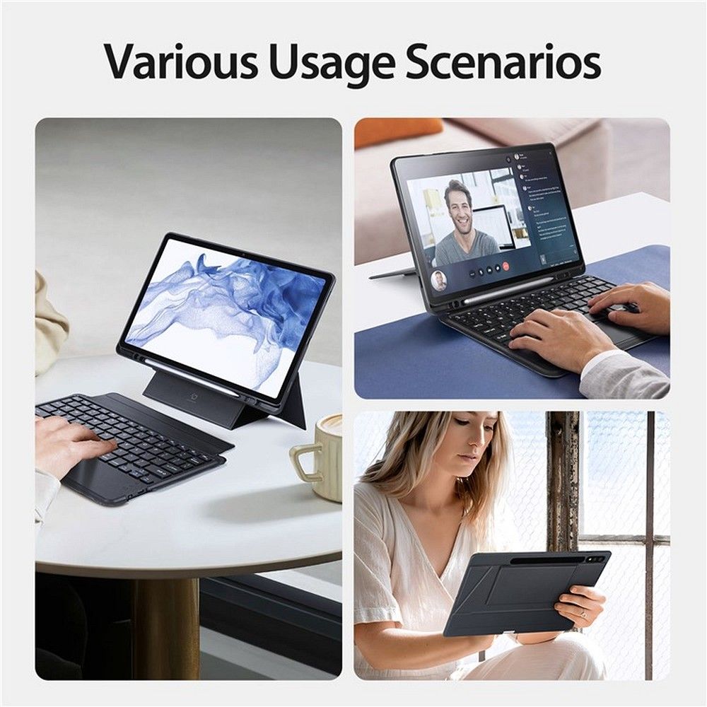 DUX DUCIS case DK foldable with Wireless Keyboard for SAMSUNG Tab S8 (X700/X706)/S7 (T870/T875/T876B) black