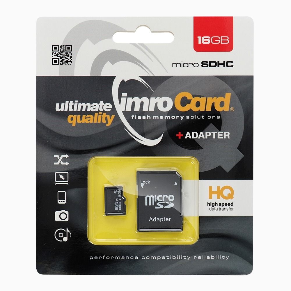 ec75d1e30d5093e8511ec5ea297a4132 IMRO memory card microSD 16GB 100MB/s class 10 UHS I with adapter SD