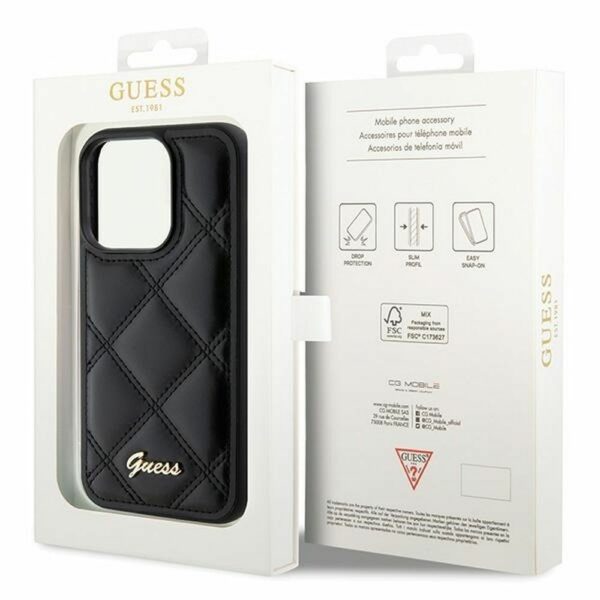 GUESS case for IPHONE 15 Pro GUHCP15LPSQSQSK (Quilted Metal Logo) black