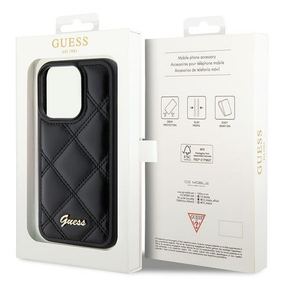 GUESS case for IPHONE 15 Pro GUHCP15LPSQSQSK (Quilted Metal Logo) black