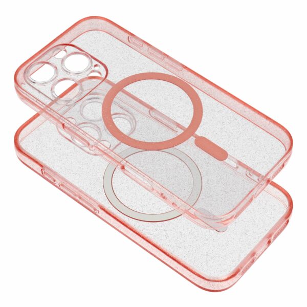 CLEAR MAG COVER case compatible with MagSafe for SAMSUNG S25 Ultra pink glitter