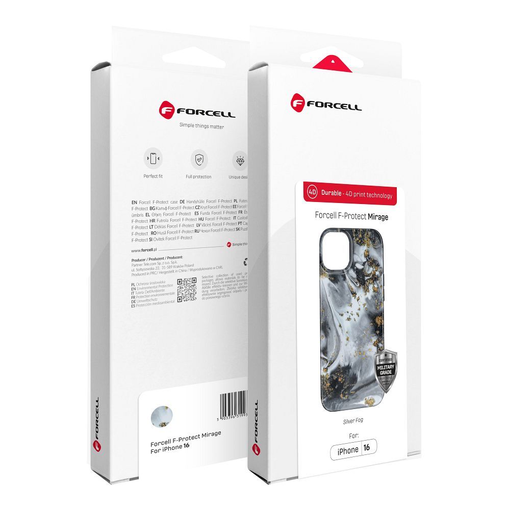 FORCELL F-PROTECT Mirage, Military Drop-Tested case compatible with MagSafe for IPHONE 15 silver fog