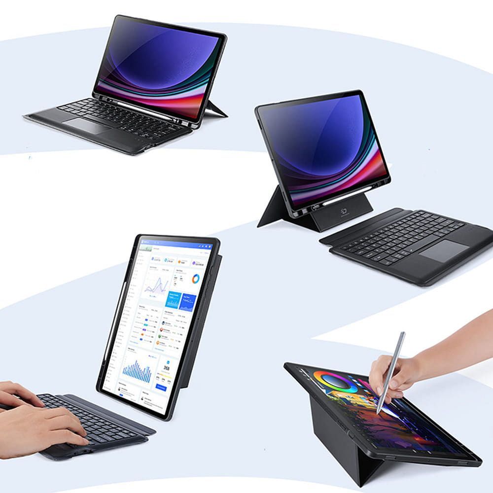 DUX DUCIS case DK foldable with Wireless Keyboard for SAMSUNG Tab S10 Plus/S9 Plus/S9 FE Plus black