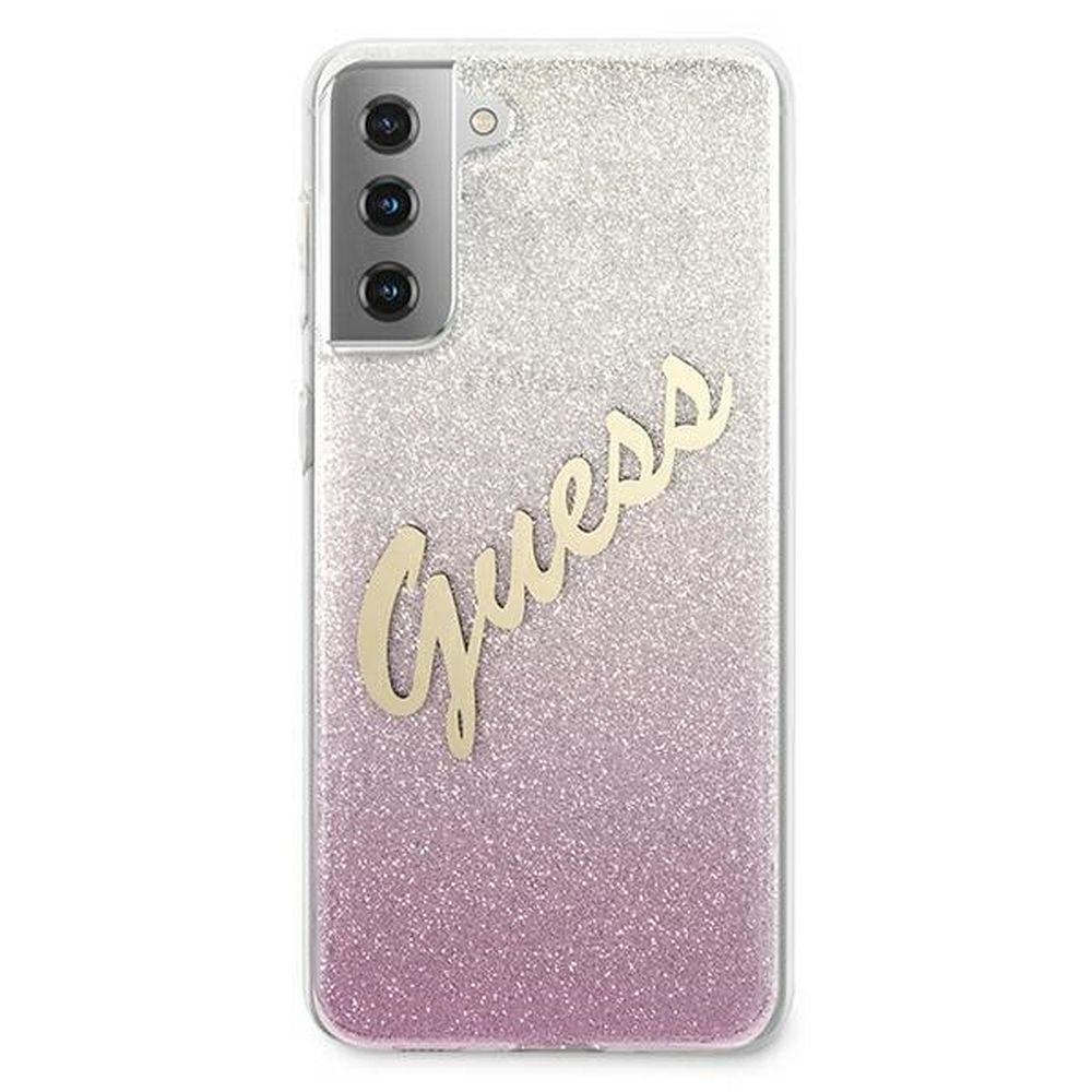 GUESS case for SAMSUNG S21 Plus GUHCS21MPCUGLSPI (Glitter Gradient Script) pink