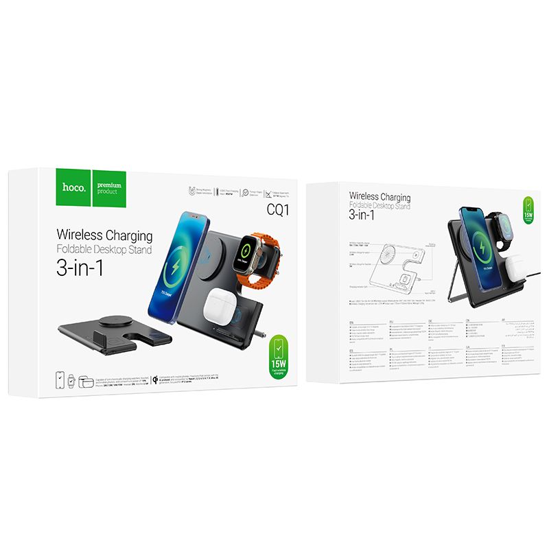 HOCO wirelles charger 3in1 compatible with Apple Watch 15W CQ1 black