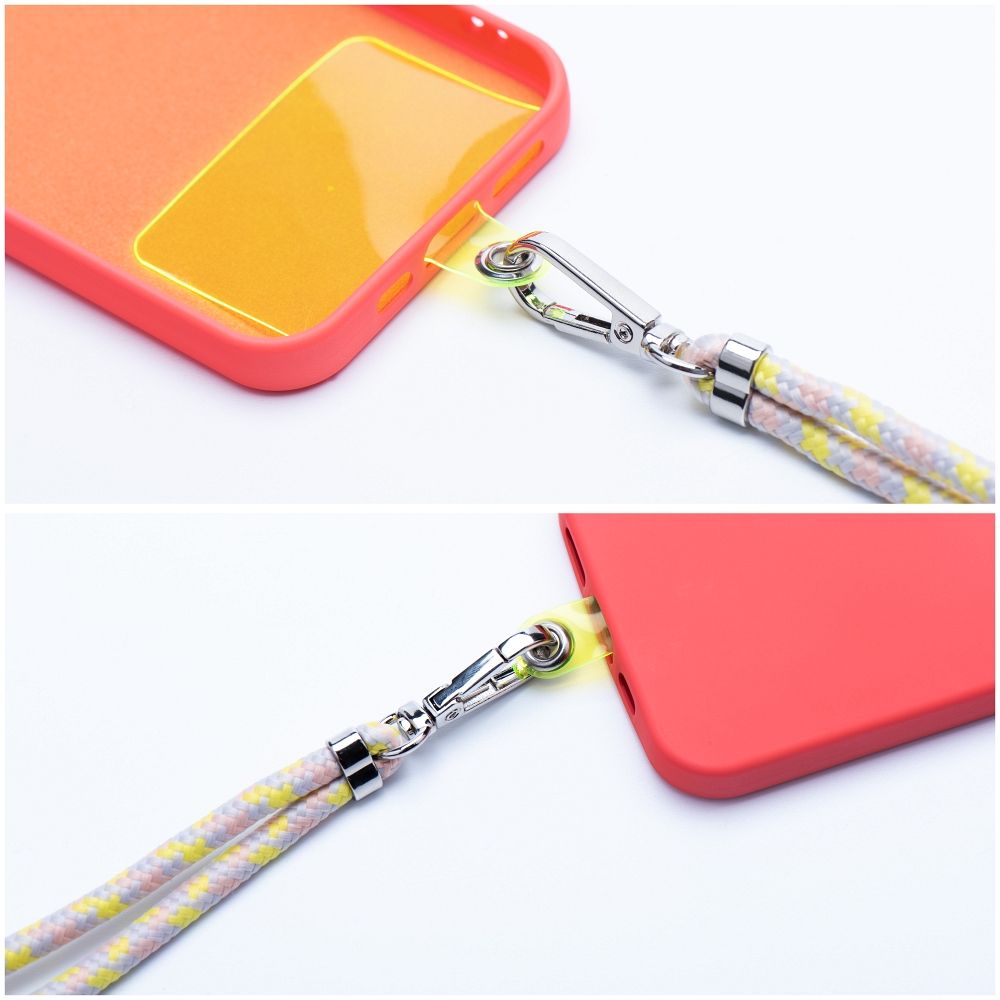 SWING (6mm) pendant for the phone with adjustable length / cord length 165cm (max 82.5cm in the loop) / on the shoulder or neck - gray-yellow