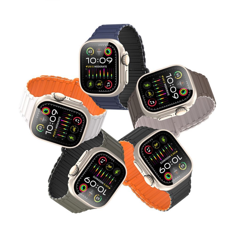 DUX DUCIS strap KJ nylon for Apple Watch 42 / 44 / 45 / 49 mm Silver/Orange