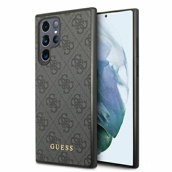 GUESS case for SAMSUNG S22 Ultra GUHCS22LG4GFGR (4G Metal Gold Logo) grey