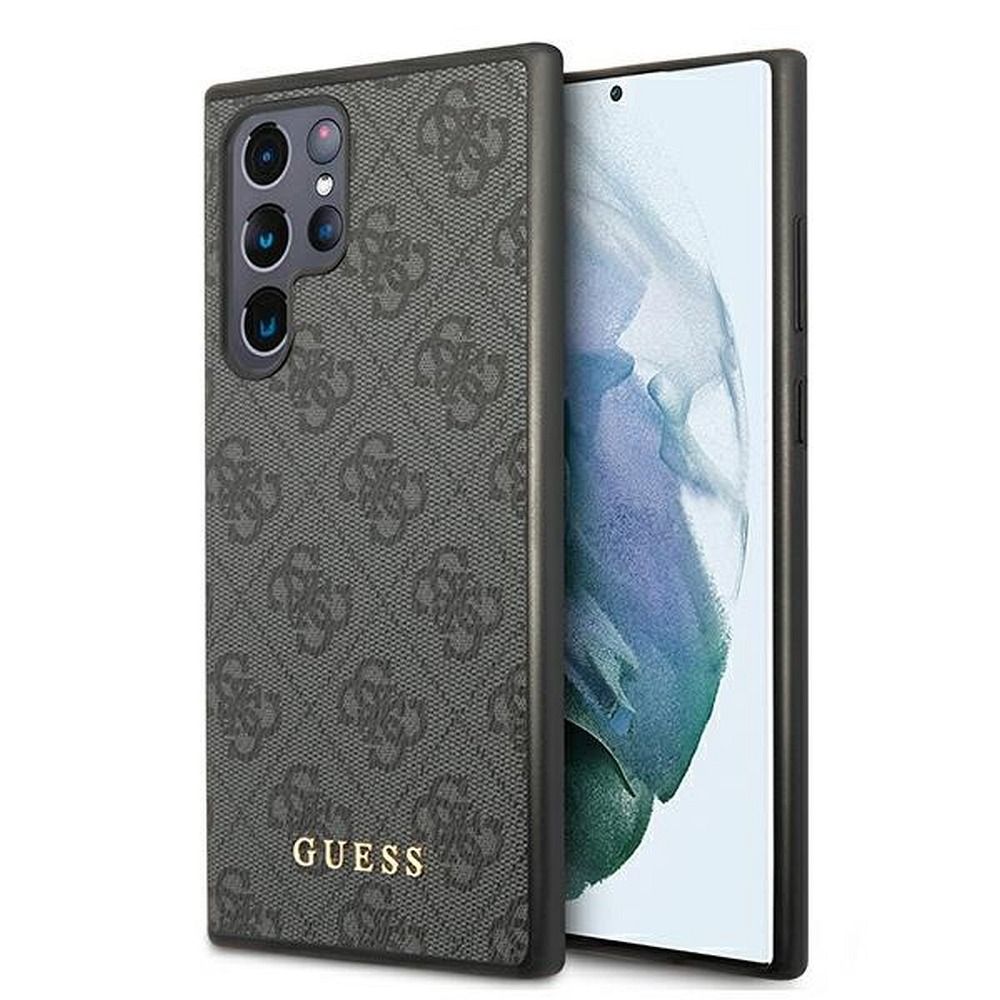 GUESS case for SAMSUNG S22 Ultra GUHCS22LG4GFGR (4G Metal Gold Logo) grey