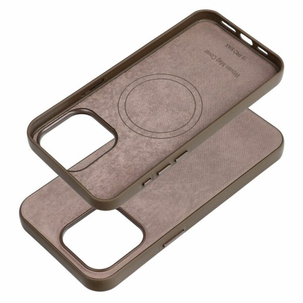 WOVEN MAG COVER case compatible with MagSafe for IPHONE 15 Pro Max light brown