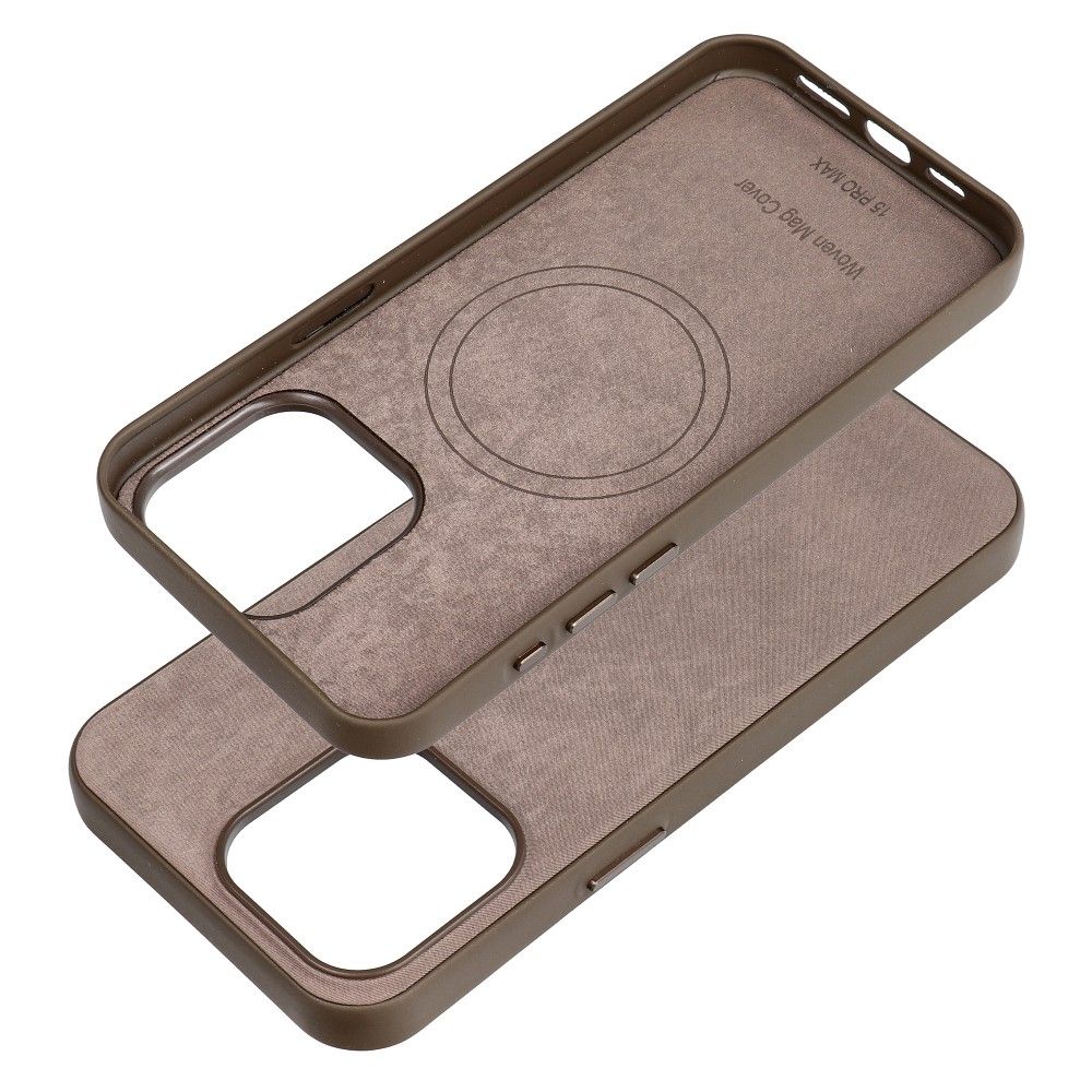 WOVEN MAG COVER case compatible with MagSafe for IPHONE 15 Pro Max light brown