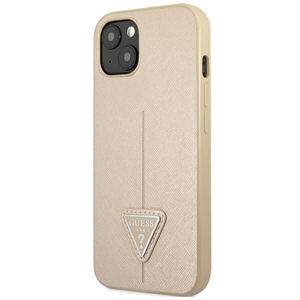 GUESS case for IPHONE 13 / 14 / 15 GUHCP14SPSATLE (SaffianoTriangle Logo) beige