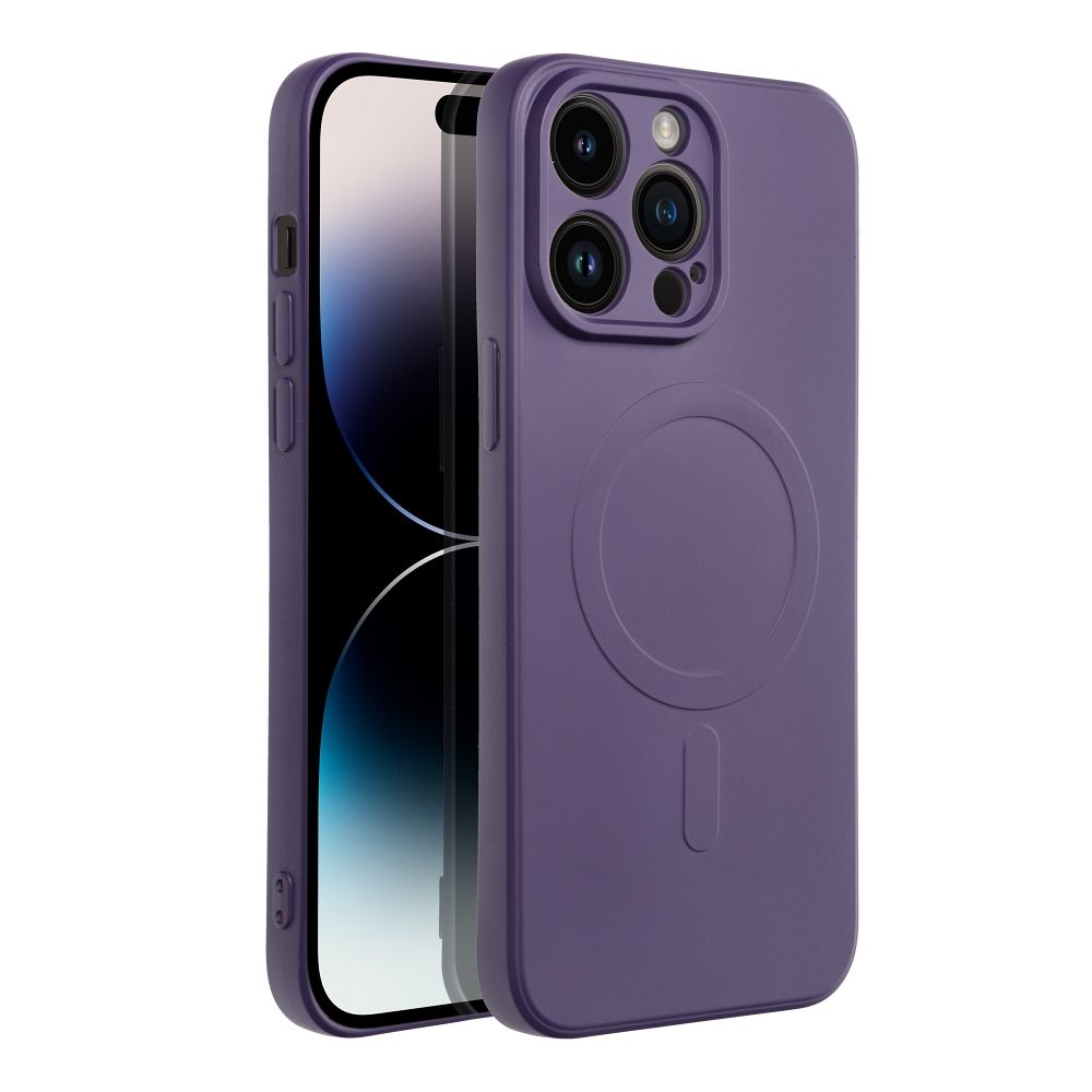 SILICONE MAG COVER case compatible with MagSafe for IPHONE 14 Pro Max dark purple