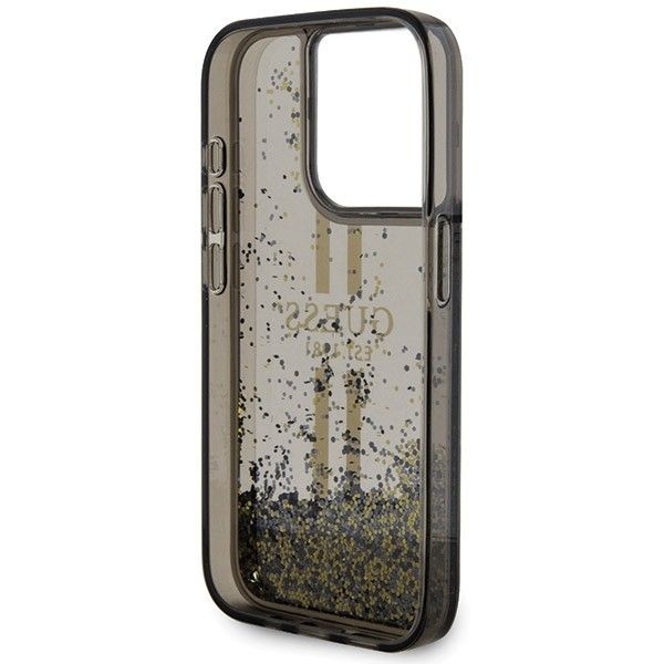 GUESS case for IPHONE 15 Pro Max GUHCP15XLFCSEGK (Liquid Glitter Gold Stripes) black