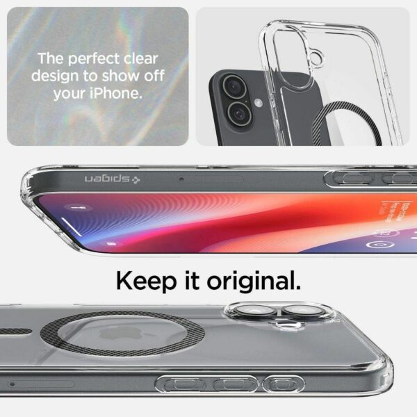 SPIGEN case ULTRA HYBRID MAG compatible with MagSafe for IPHONE 16 carbon fiber