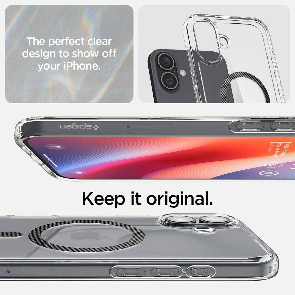 SPIGEN case ULTRA HYBRID MAG compatible with MagSafe for IPHONE 16 carbon fiber